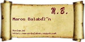 Maros Balabán névjegykártya